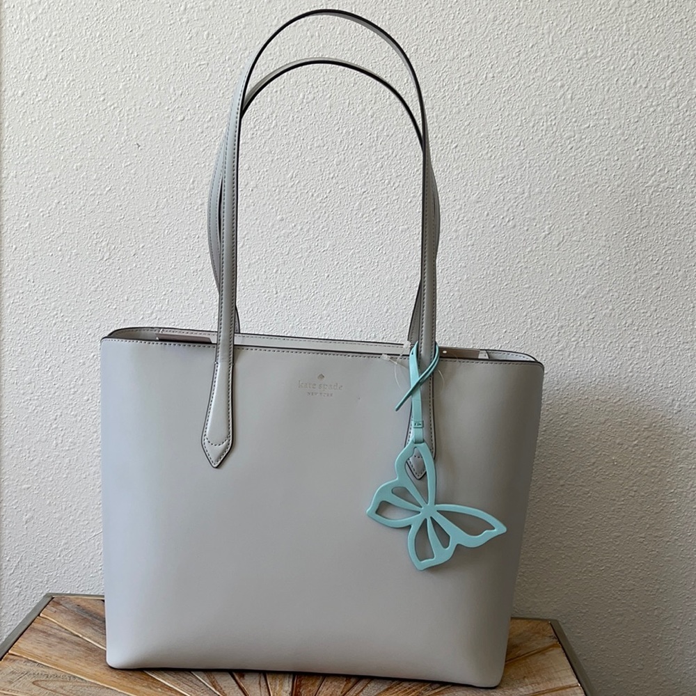 🦋Kate Spade Grey Tote Purse With Butterfly Charm